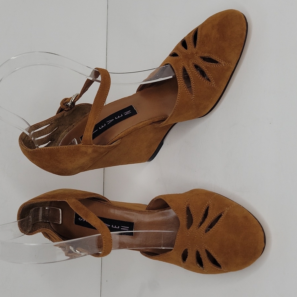 STEVEN by Steve Madden High Wedge Heel Suede Mary Janes 7M NWOT